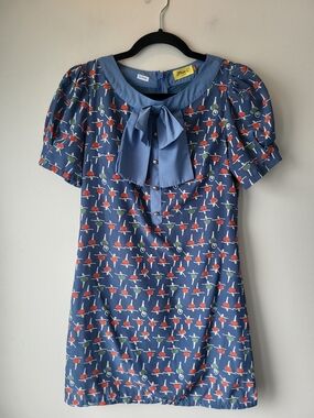 Max C London Blue Ballerina Bow-Front Mini Dress